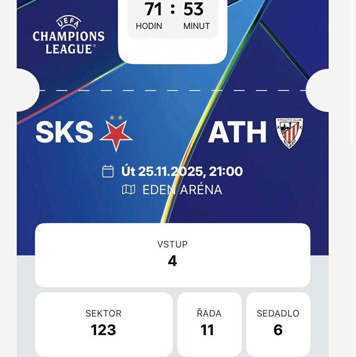 Liga mistrů Slavia : Bilbao