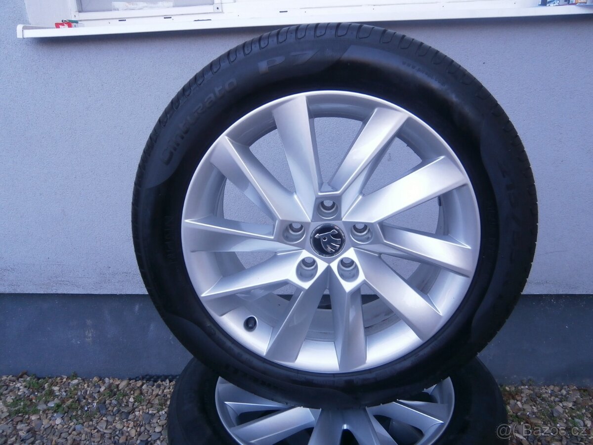 LETNÍ ALU KOLA 5 X 112 ŠKODA SUPERB ORIG. 215 55 17
