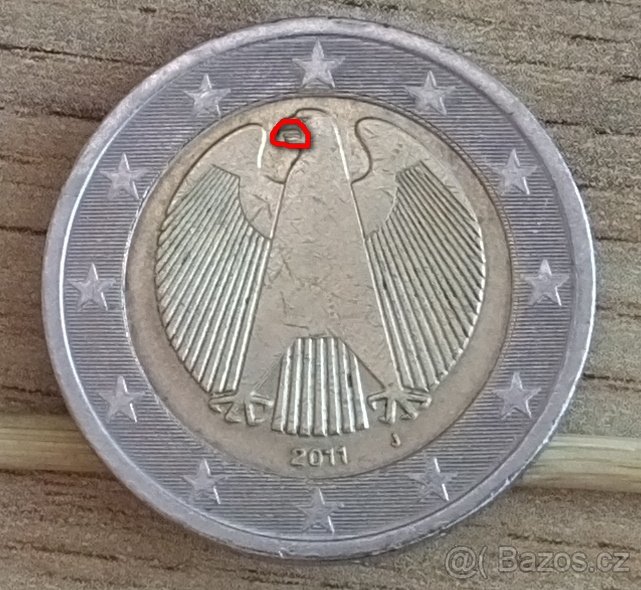 2 Euro Nemecko 2011 J pšeničnooražba - dvojitý jazyk