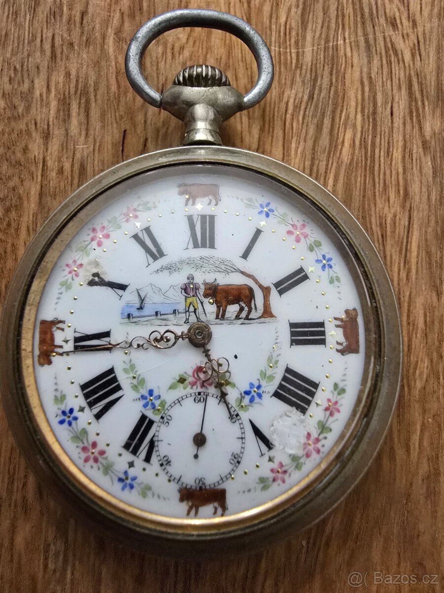 KRÁSNÉ SEDLÁCKÉ KAPESNÍ STAROŽITNÉ HODINKY -KRÁVY
