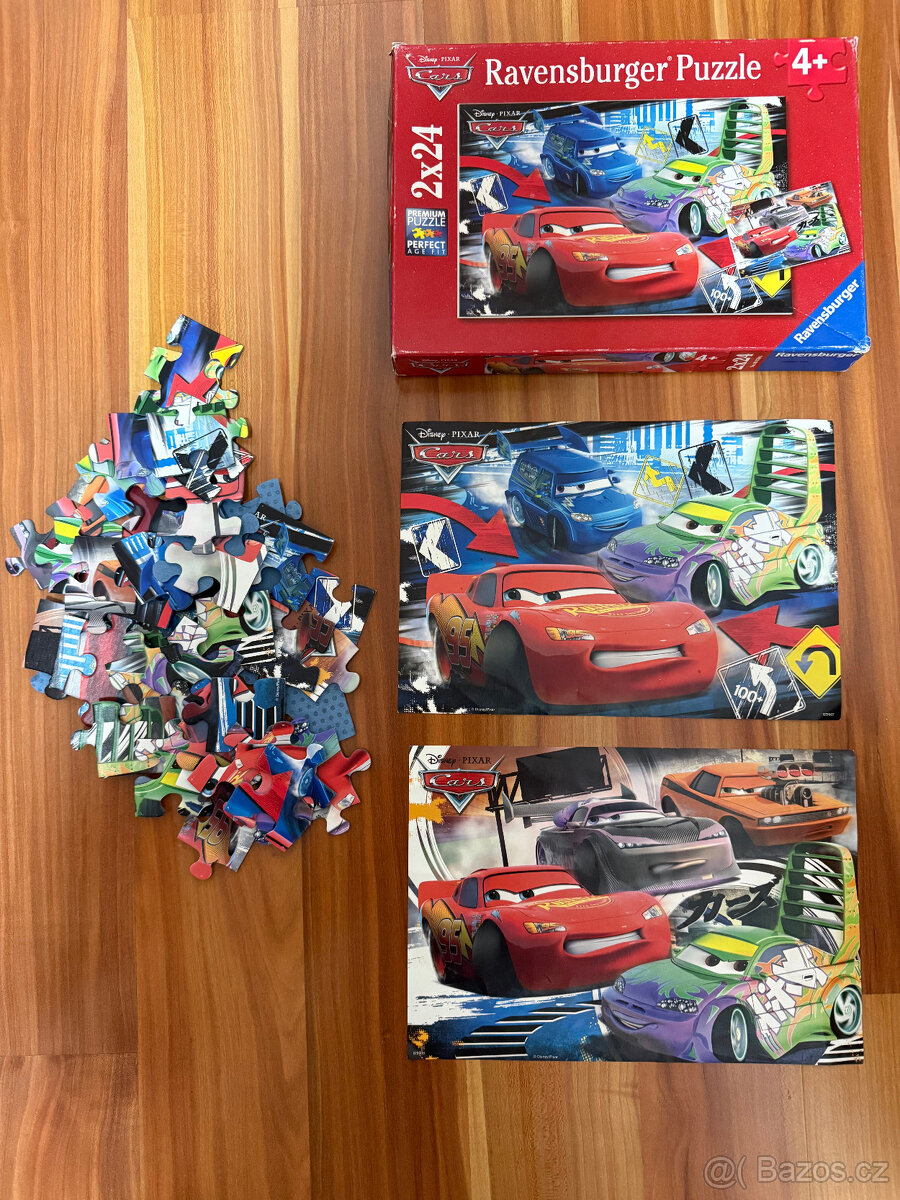 Puzzle Auta: Blesk McQueen, D.J. & Wingo 2x24