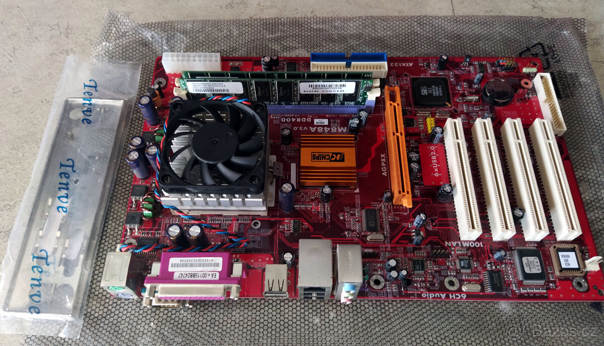 Základní deska PC Chips M848A + chladič + Ram