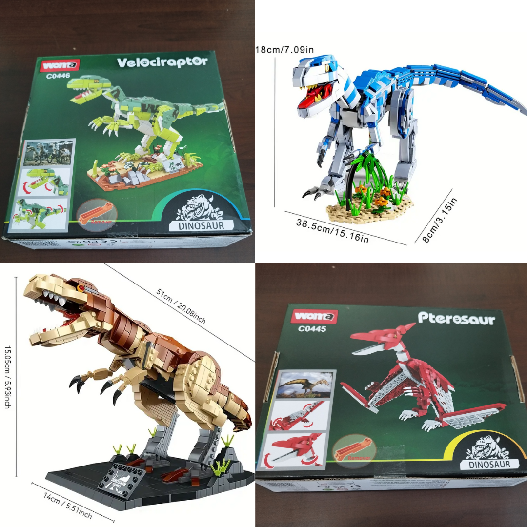 Stavebnice: Dinosauru (Velociraptor, Pterodaktyl,Ty-Rex)