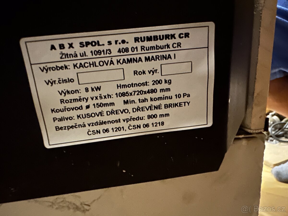 kachlová kamna ABX Marina vč. podkladního skla