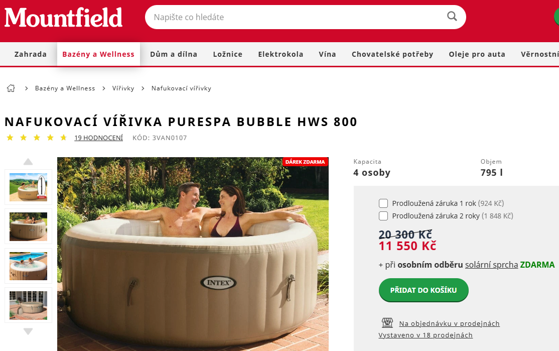 Nafukovací vířivka PureSpa Bubble HWS 800 - NOVÁ ZABALENÁ