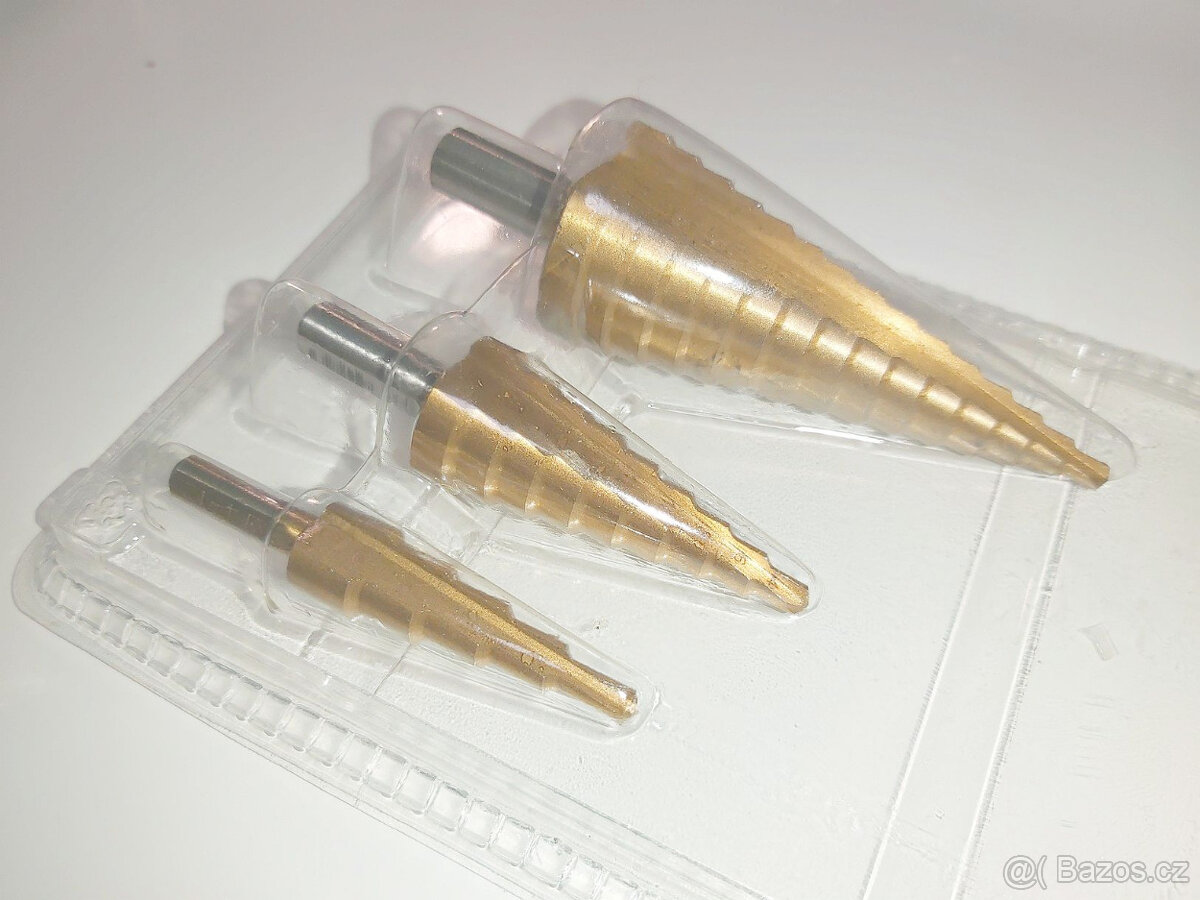 vrtáky stupňovité,sada 4-12, 4-20,4-32mm,nové