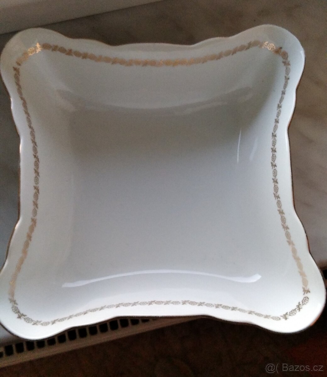 Retro porcelánová hranatá misa , čtvercová