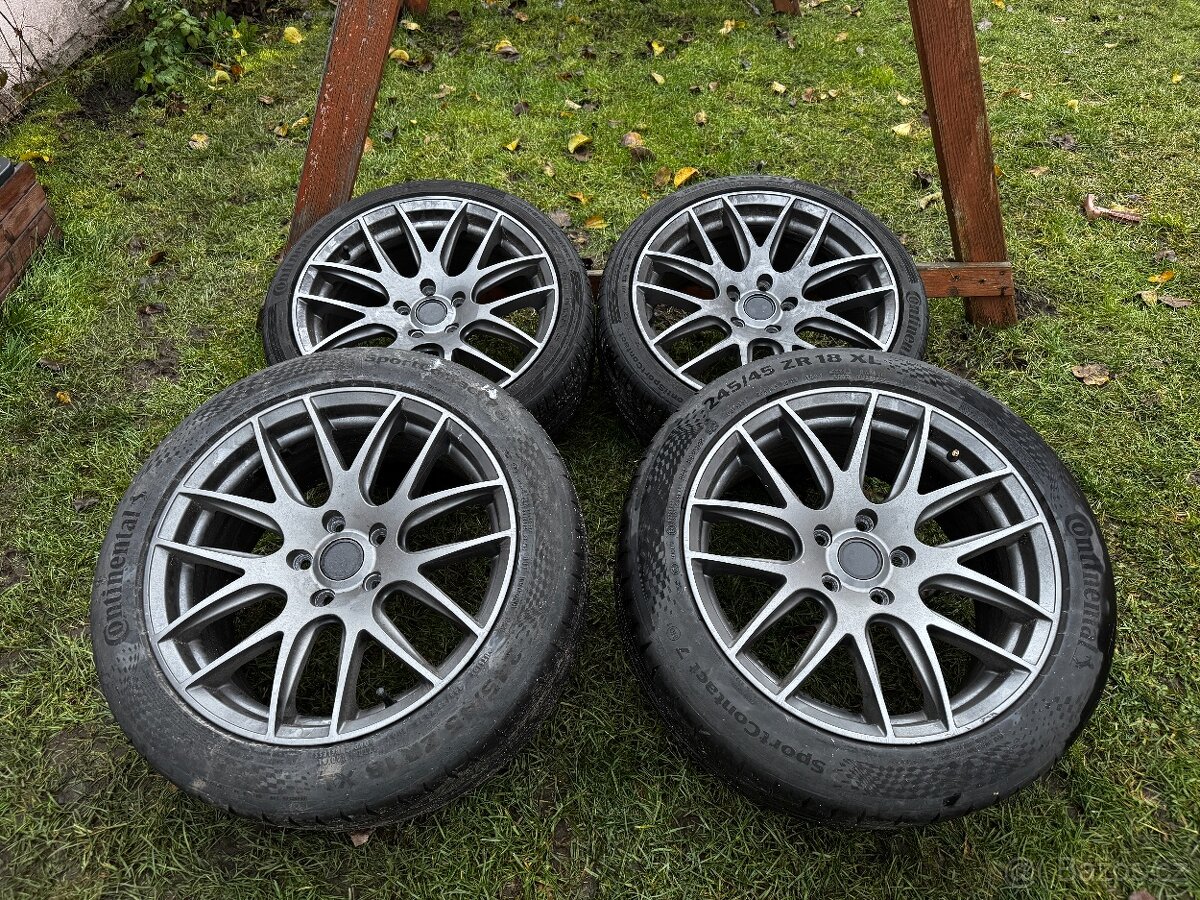 350Z - alu sada R18, ZÁNOVNÍ pneu Conti, podložky