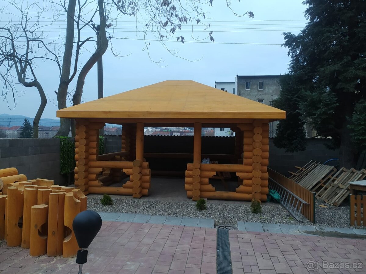 zahradní altán frezovana kulatina 16cm borovice