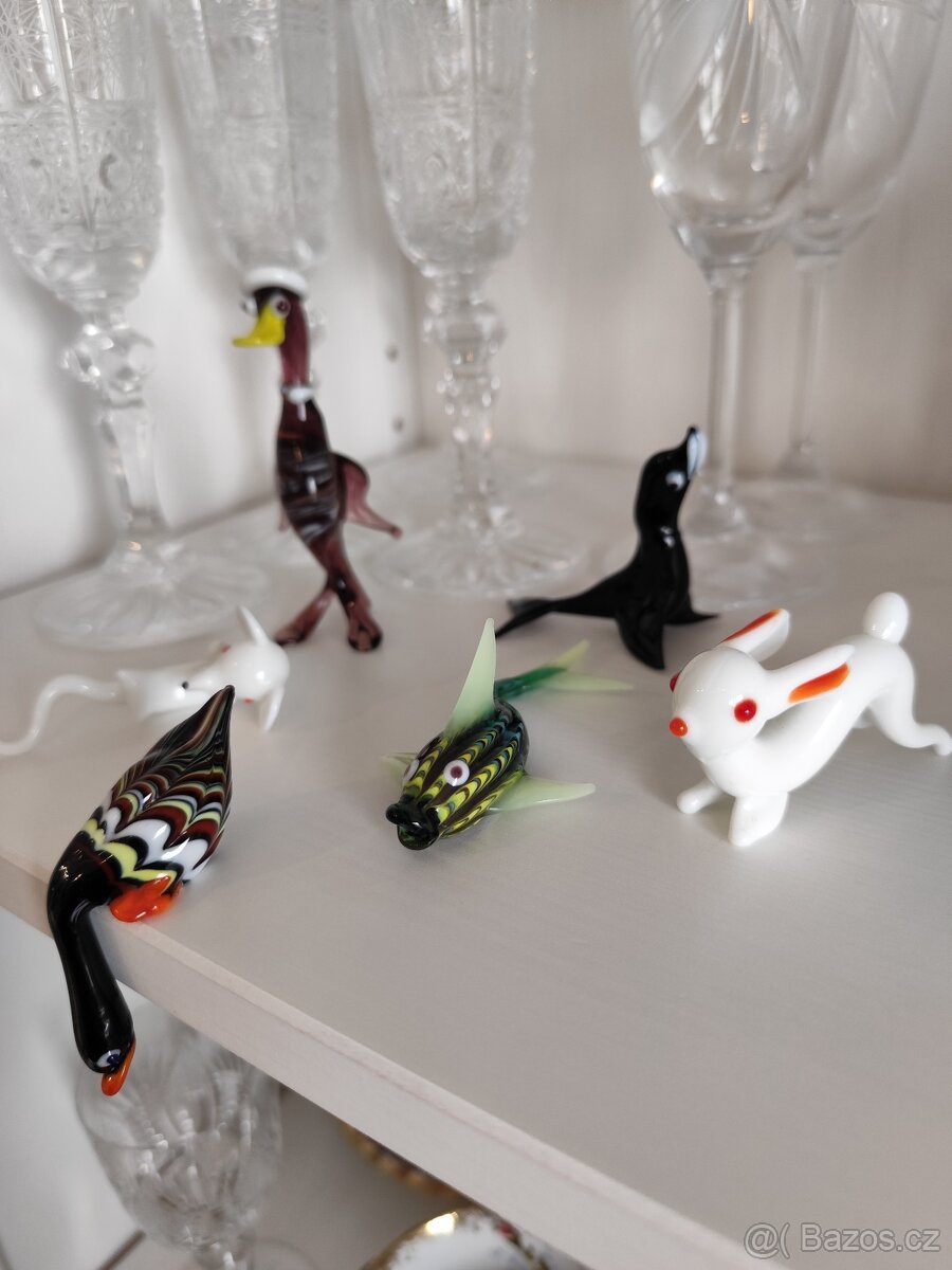 Skleněné figurky zvířat