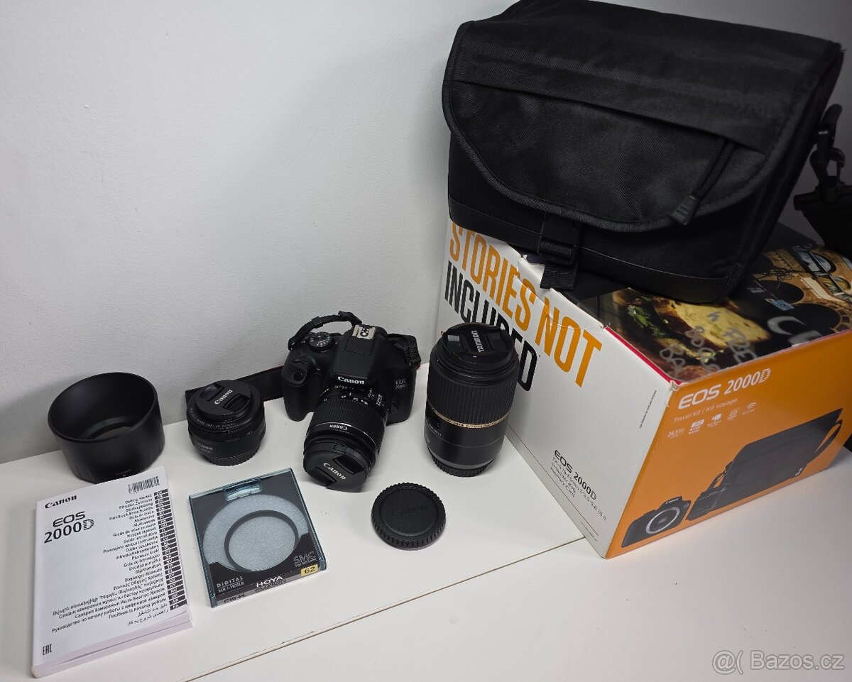 Canon EOS 2000D, set 18-55 mm, 50 mm, 90 mm macro