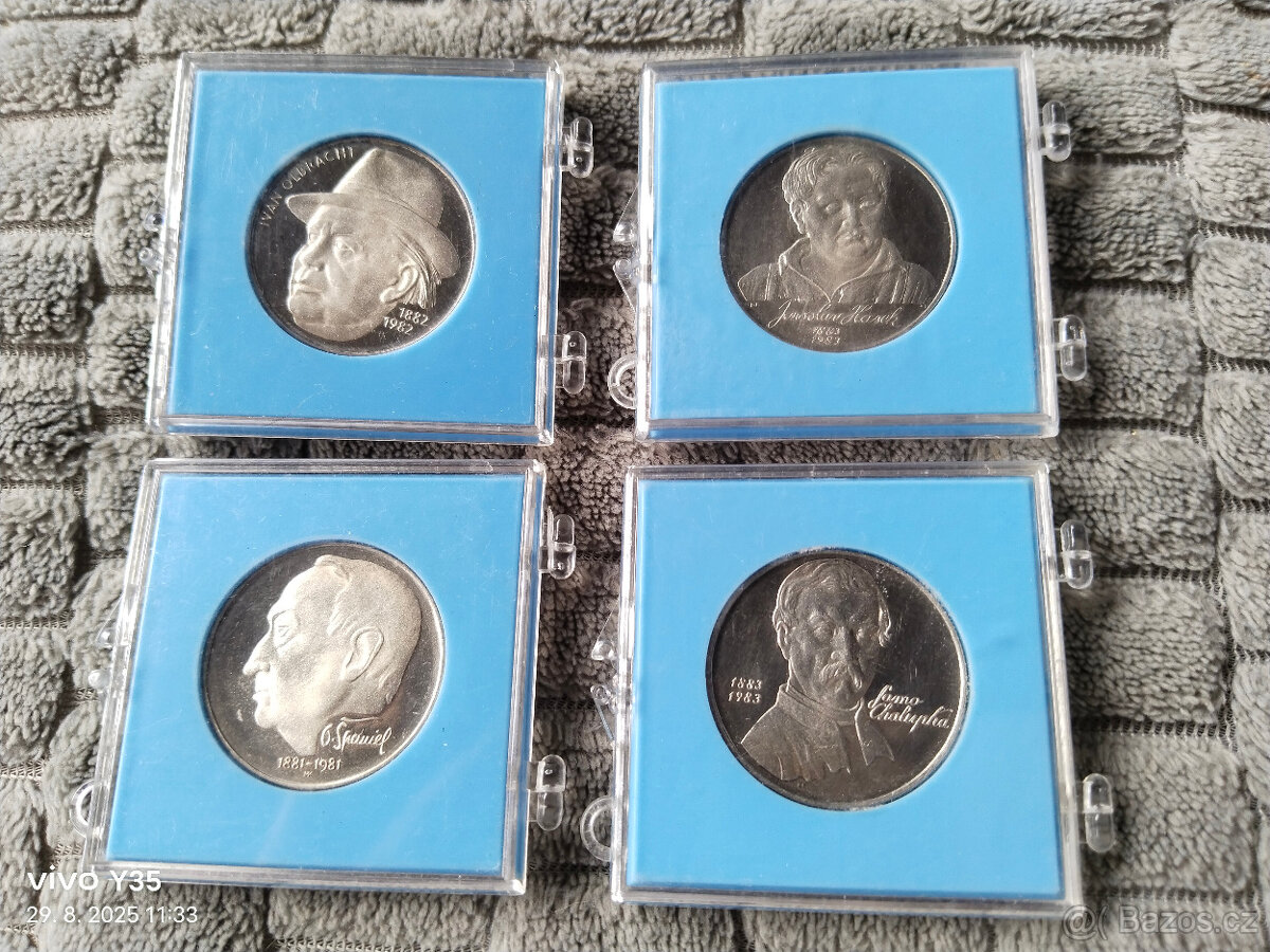 4x PROOF stříbrná pamětní mince Československo