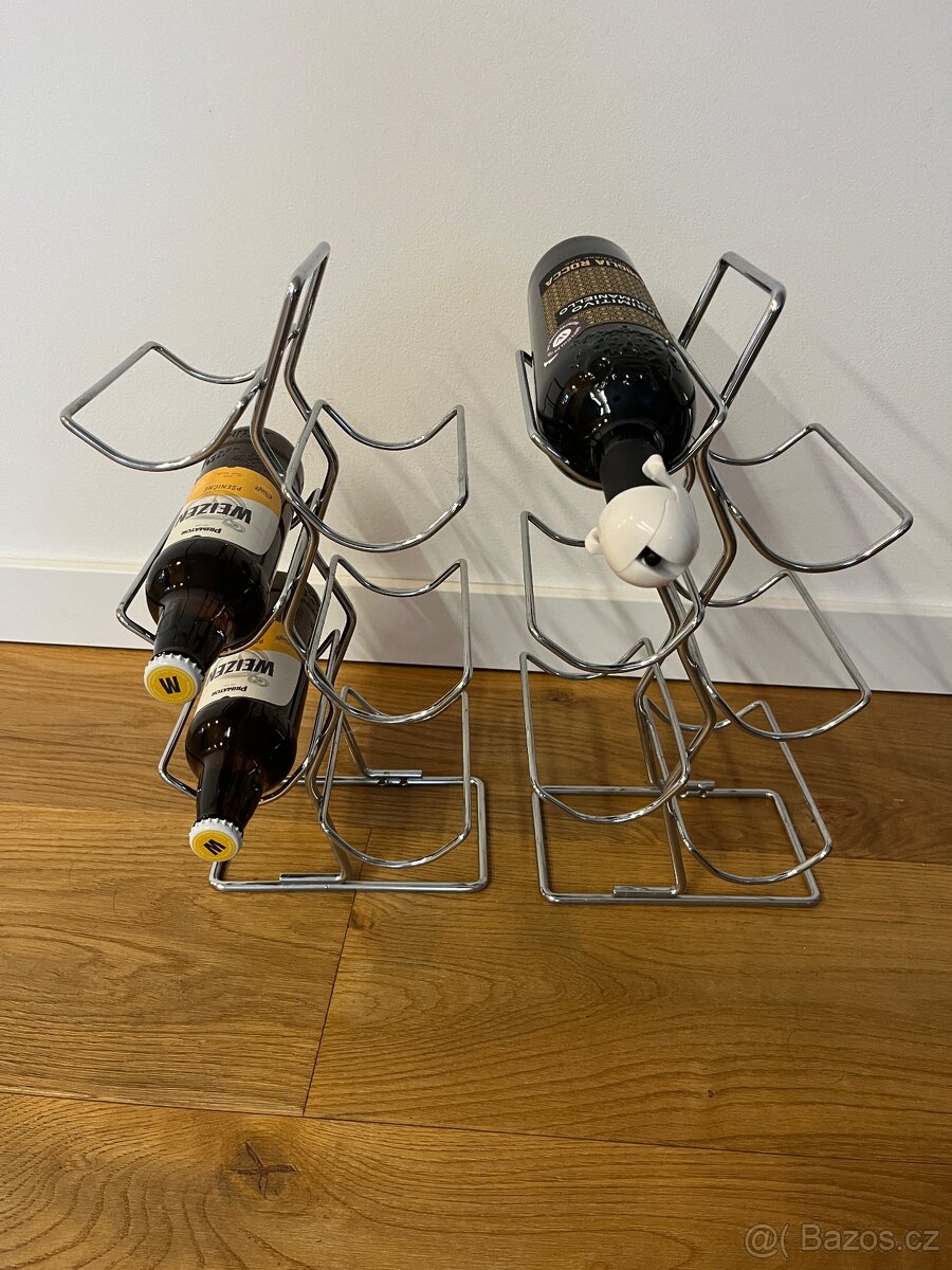 2ks stojan na víno chrom nerez - 6 lahví ve stojanu