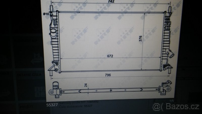 chladič vody ford, mazda, volvo