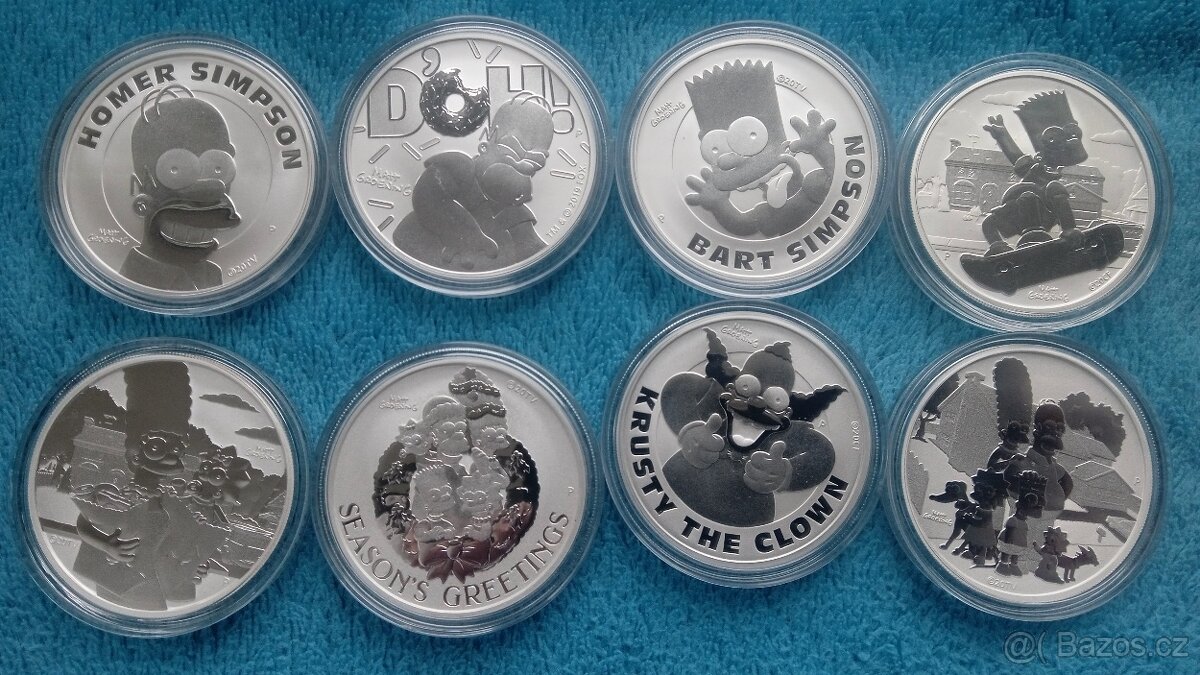 Stříbrné mince Simpsonovi - 8x unce