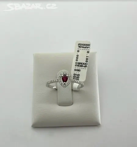 Zlatý prsten Diamant + Rubín NOVÉ ZLATO