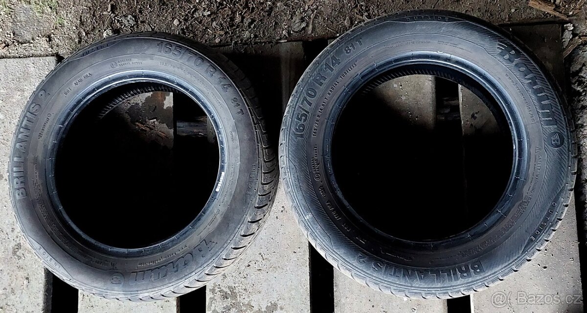 4x letní pneu Continental + Barum 165/70 R14