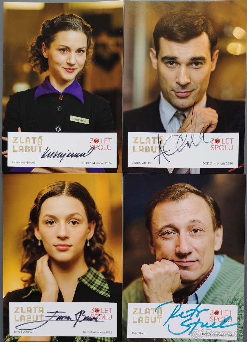 Prodám podpisové karty/autogram ZLATÁ LABUŤ
