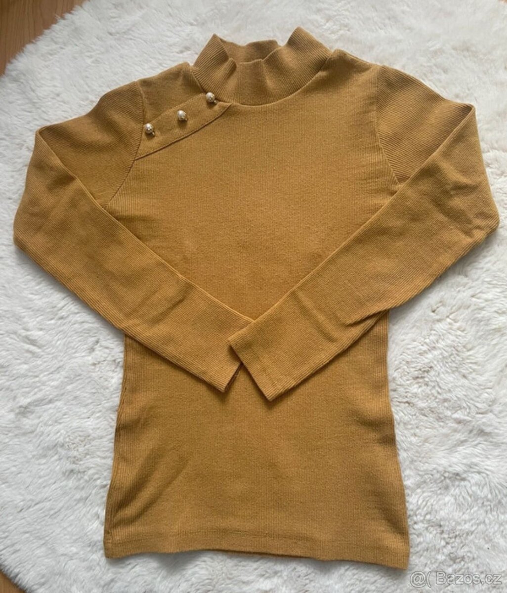 Hořčicový svetr / rolák vel. S