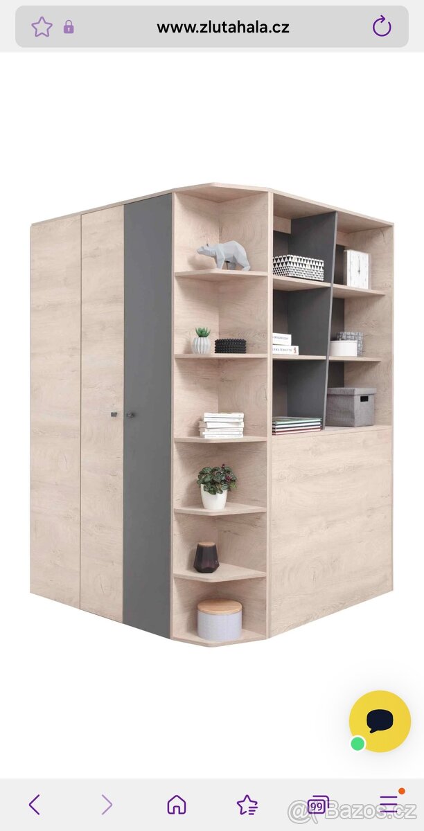 Rohová šatní skříň Delta