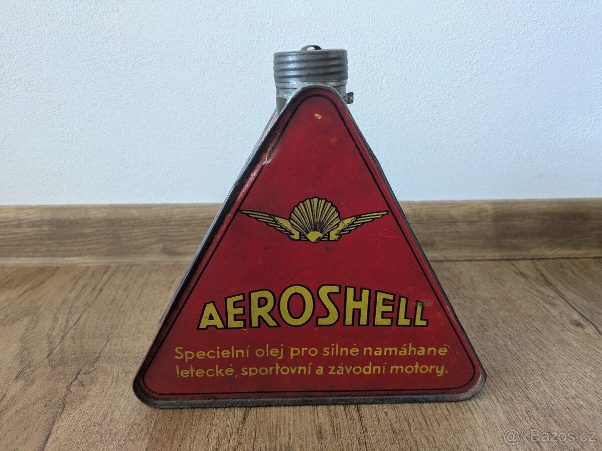 Stará trojúhelníková plechovka Aeroshell - ORIGINÁL