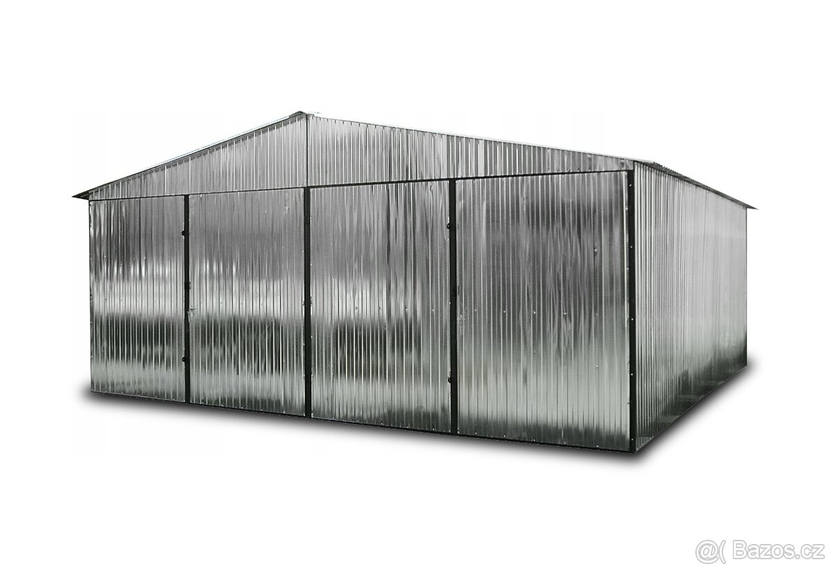 Plechová garáž 6x6 dvoupolohový pozinkovaný.
