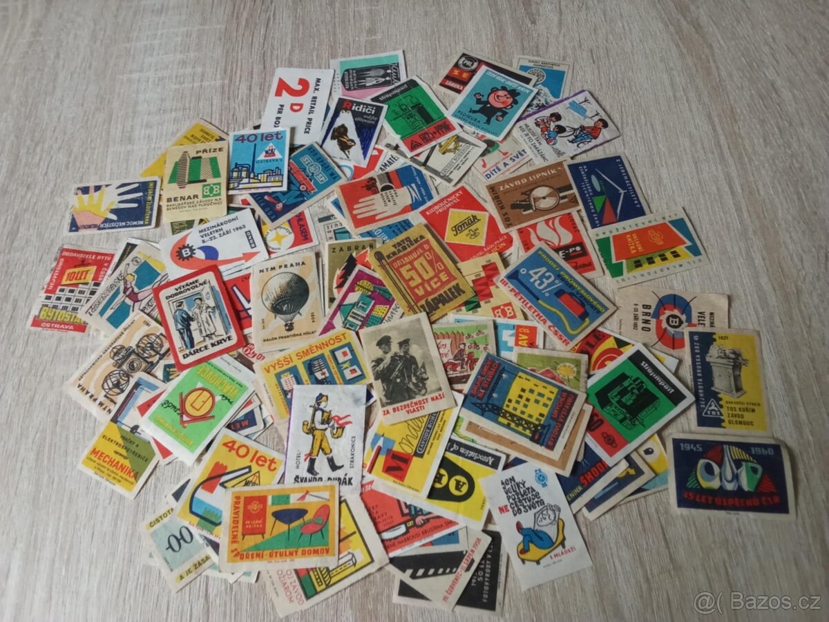 Sbírka zápalkových nálepek - 100ks