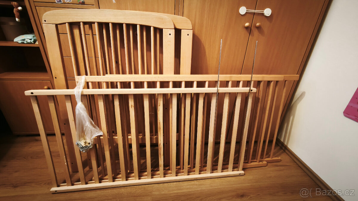Dětská postýlka MÍŠA buk + matrace Jitka + výbava