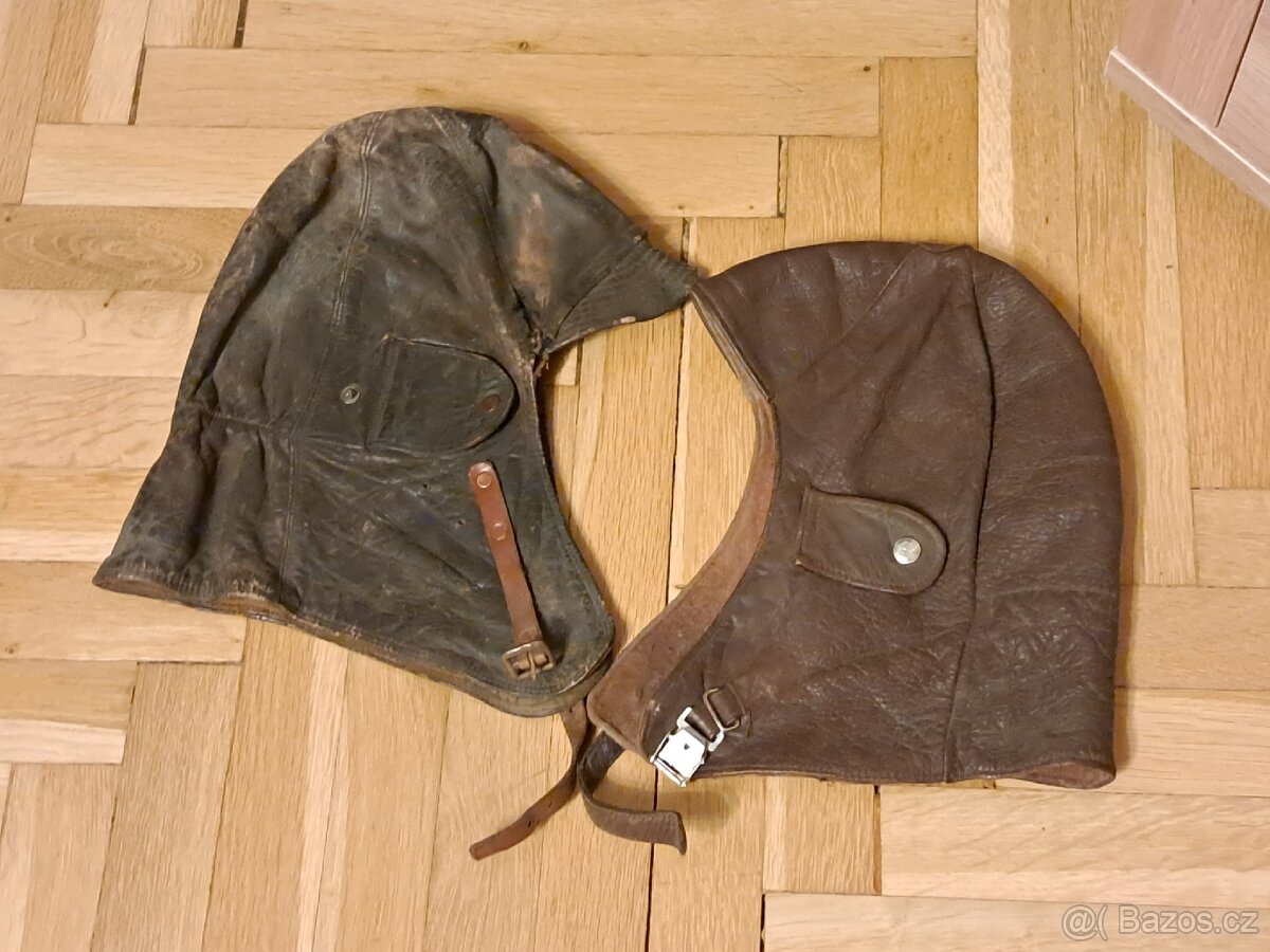 Kožené kukly na motocykl (hnědá a černá, vel. 59-60 cm)