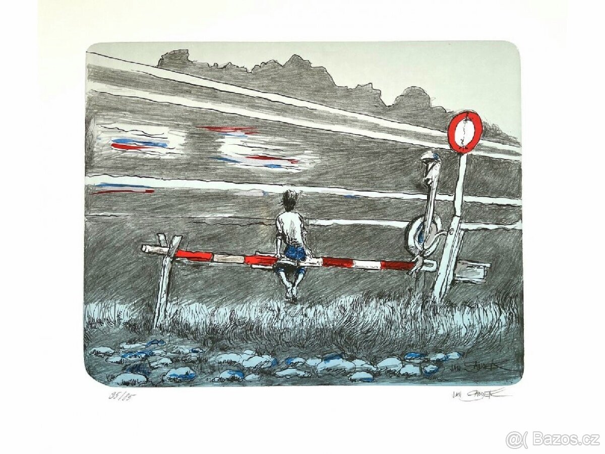 Jan Saudek - litografie - 120km/h