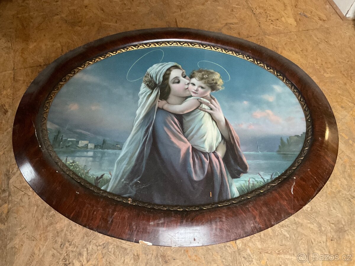 Starožitný svatý obraz- dobový tisk- 88 x 70 cm