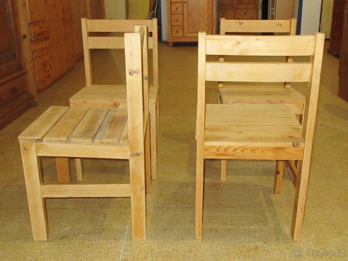 Židle z borovice 2 ks. - celomasiv - Výborný stav
