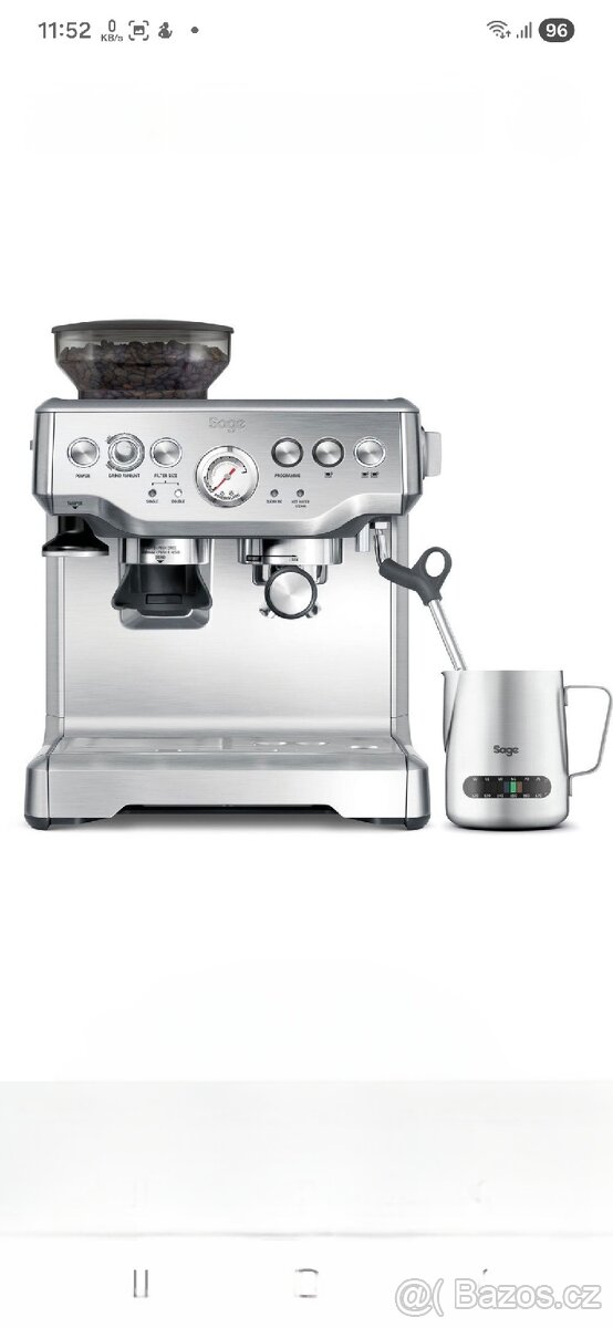 Pákový kávovar SAGE BES875BSS stříbrný