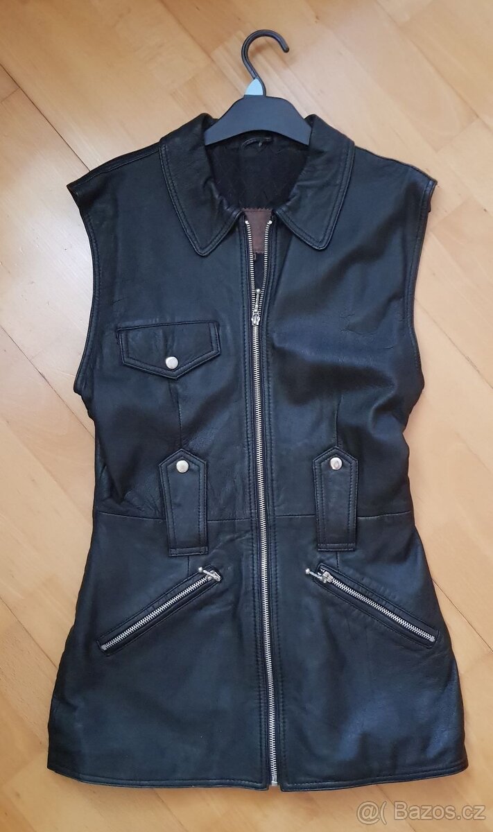 černá kožená vesta - pravá jemná kůže