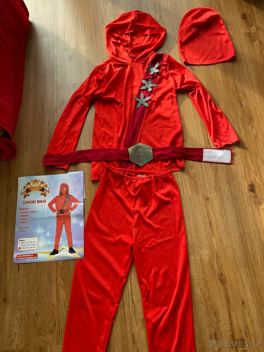 Kostým Červený ninja 130/140