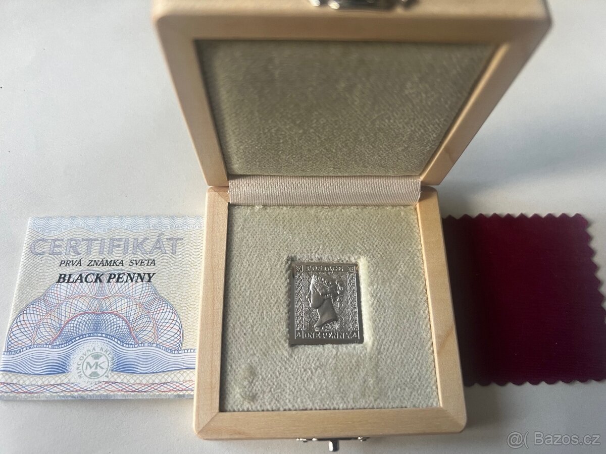 originál Black Penny+platinový odražek této známky