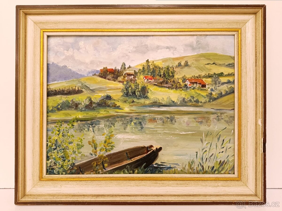 Obraz Friedemann, Lodka 1966, olej na desce 41x51