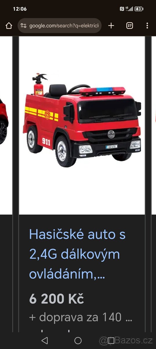 Elektrické auto hasičské