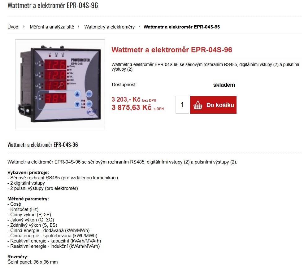 Wattmeter a elektroměr EPR-04S