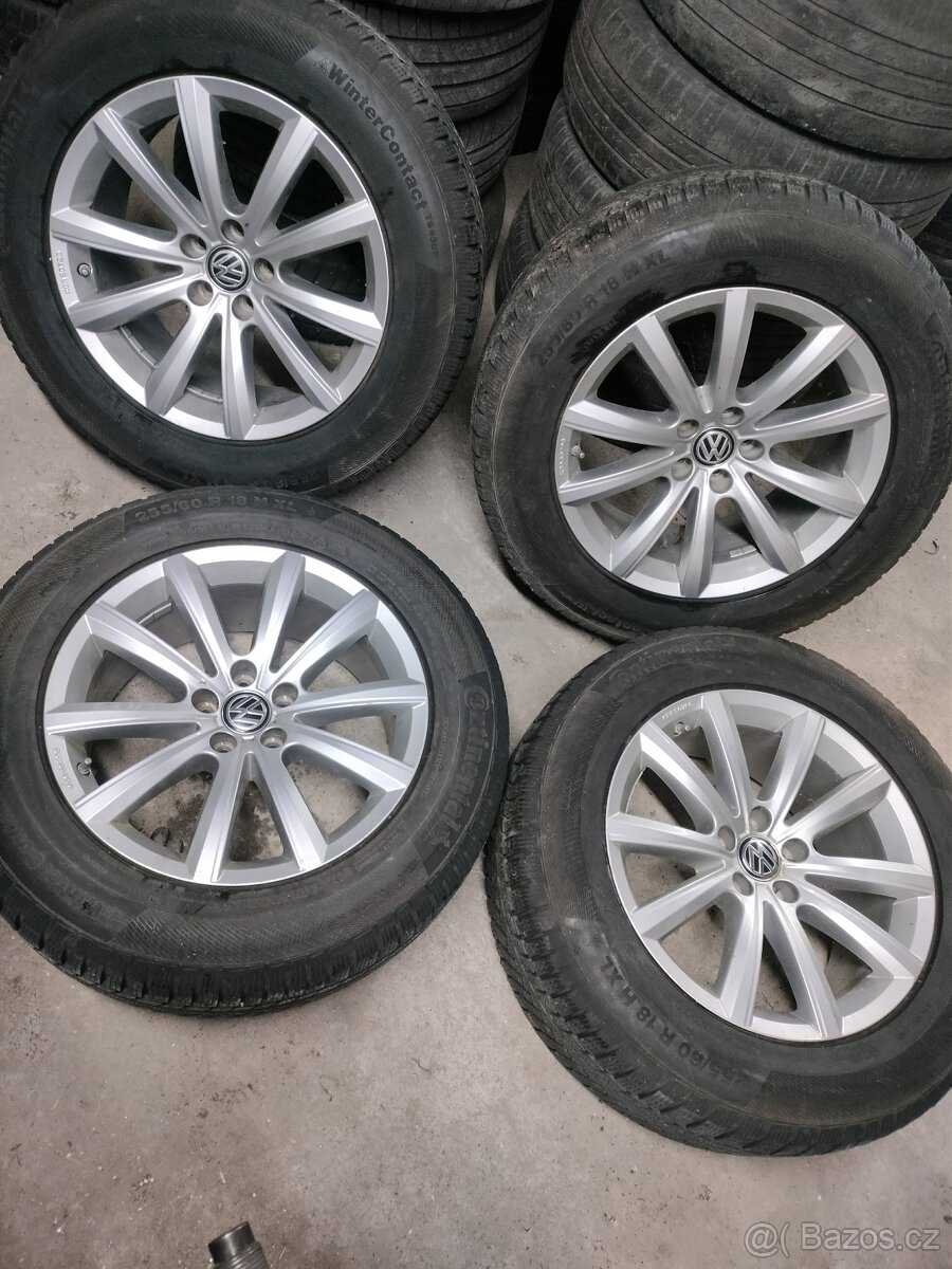 ❄️zimná 4ks alu disky orig. VW 5x112 R18 pneu 7mm 255/60 r18