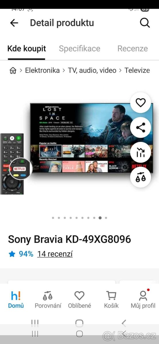 Tv sony android 123cm..hlas.ovladaní.