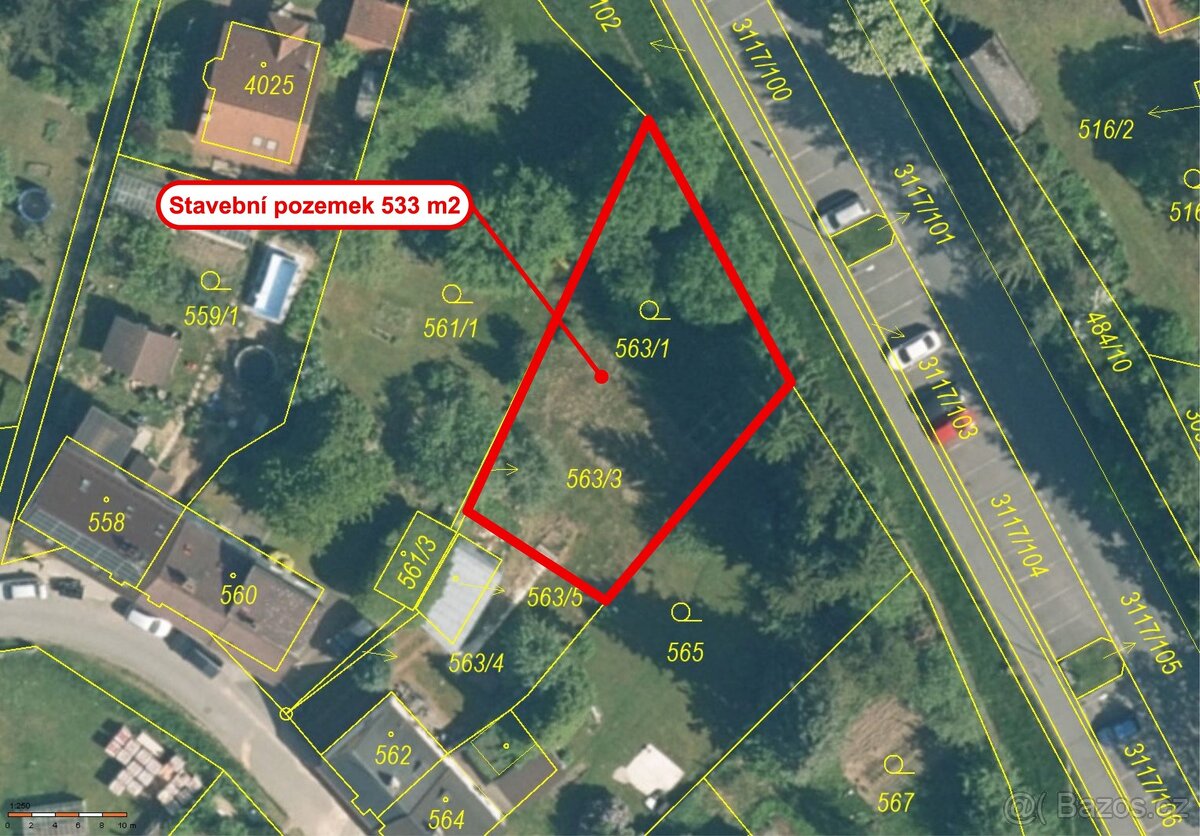 Pozemek určený k výstavbě  533 m² - Tachov, ul. Rapotínská
