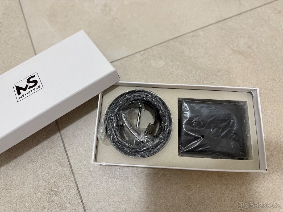 Pánský set – pásek + peněženka v dárkové krabičce