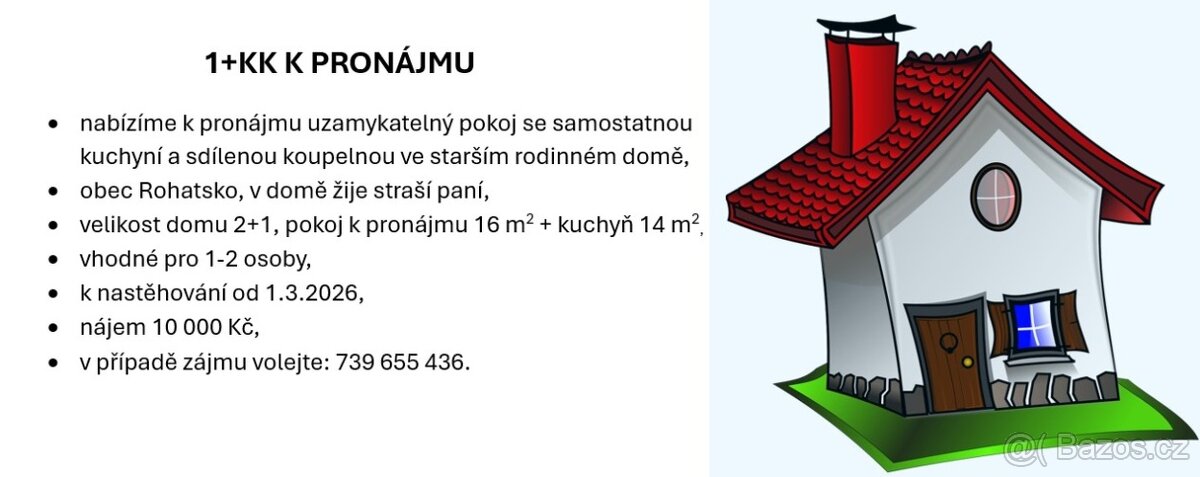 Pronájem pokoje v rodinném domě
