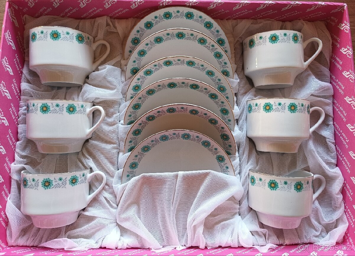 Set 6 ks šálků s podšálky - čínský porcelán