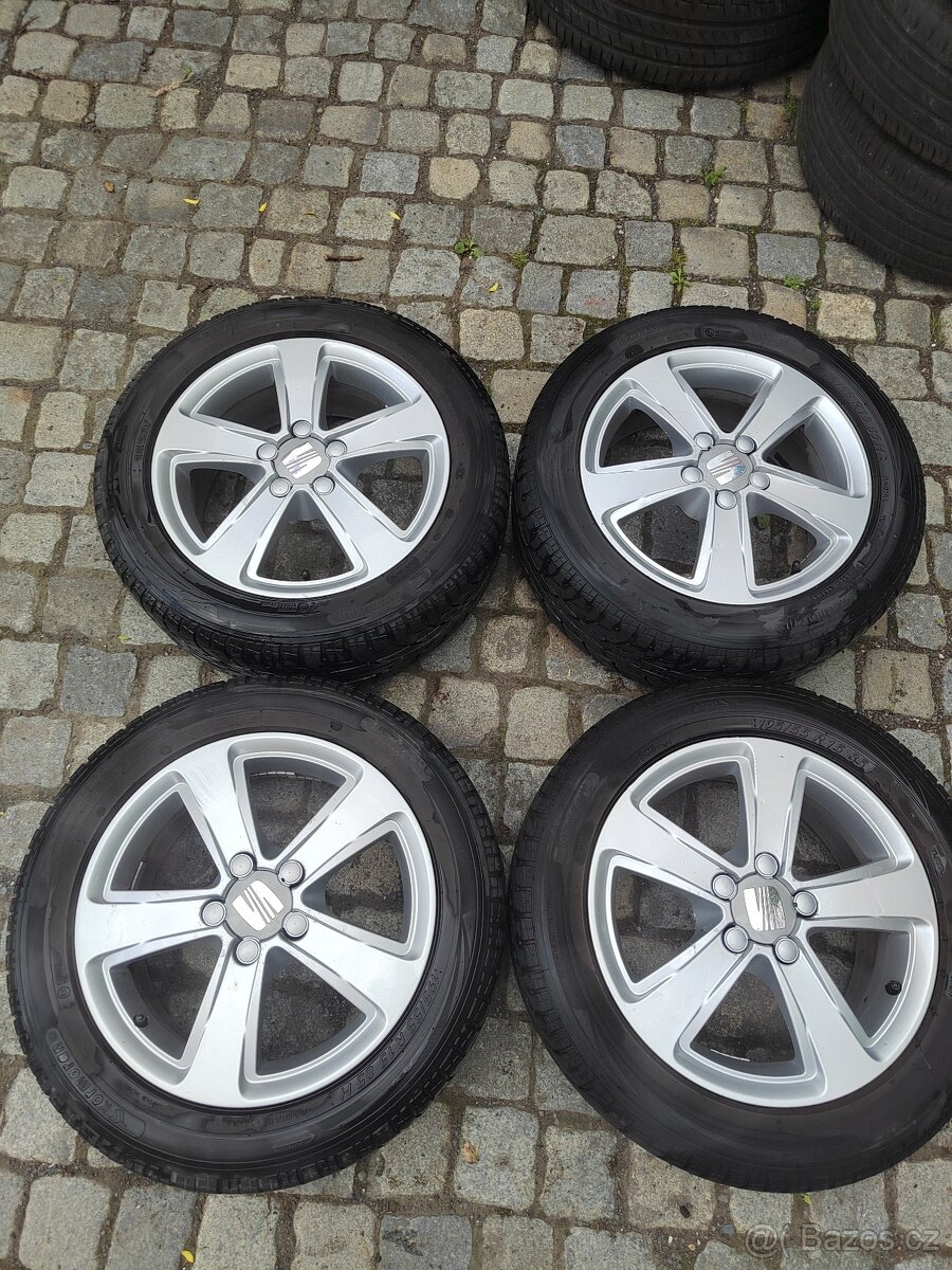 Prodám orig alu 15 Seat Ibiza 5x100 ET 43 letní pneu
