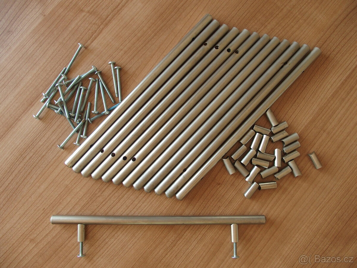 Nábytkové úchytky hrazda, rozteč 192 mm, matný nikl, 13 ks