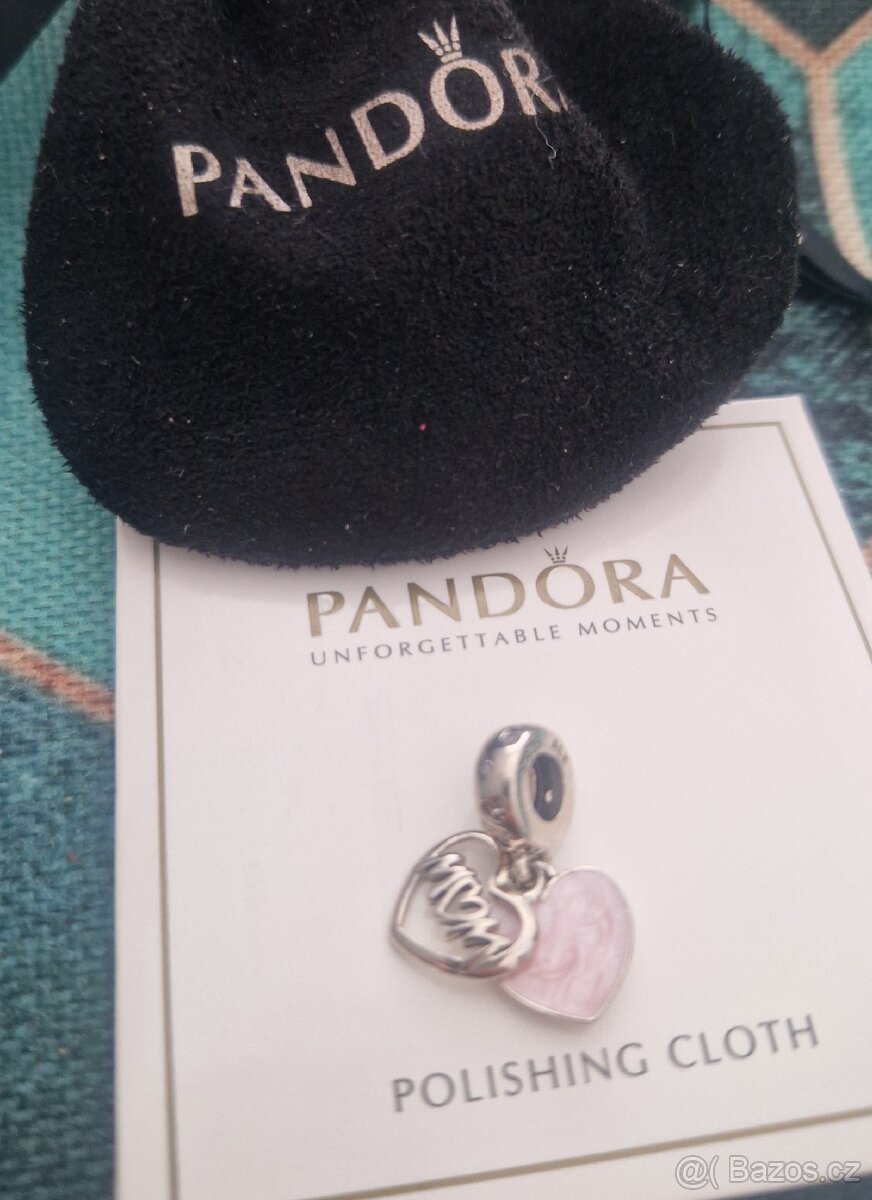 Pandora Mum přívěsek na náramek růžové srdíčko 925