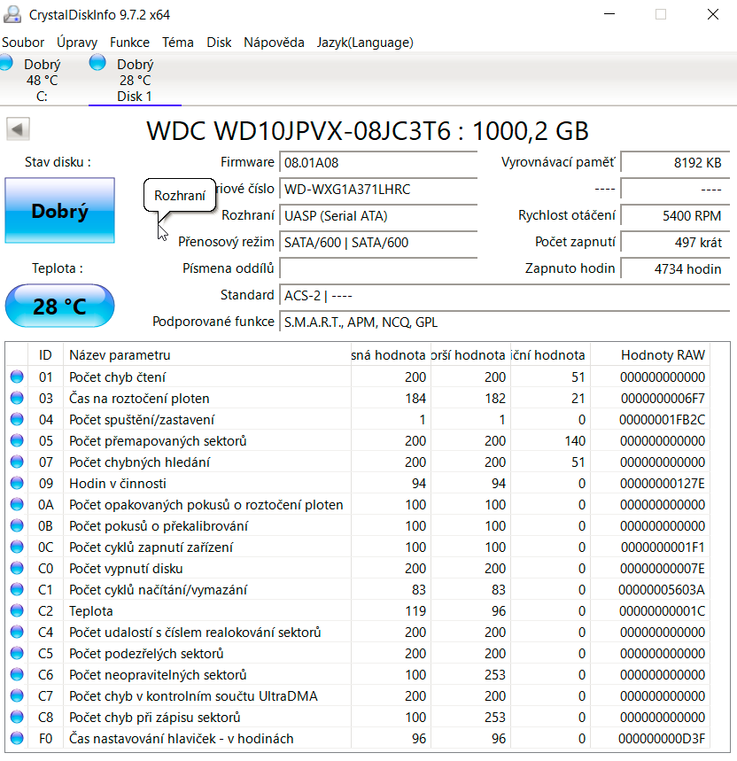WD Blue 1TB HDD – plně funkční, dobrý stav
