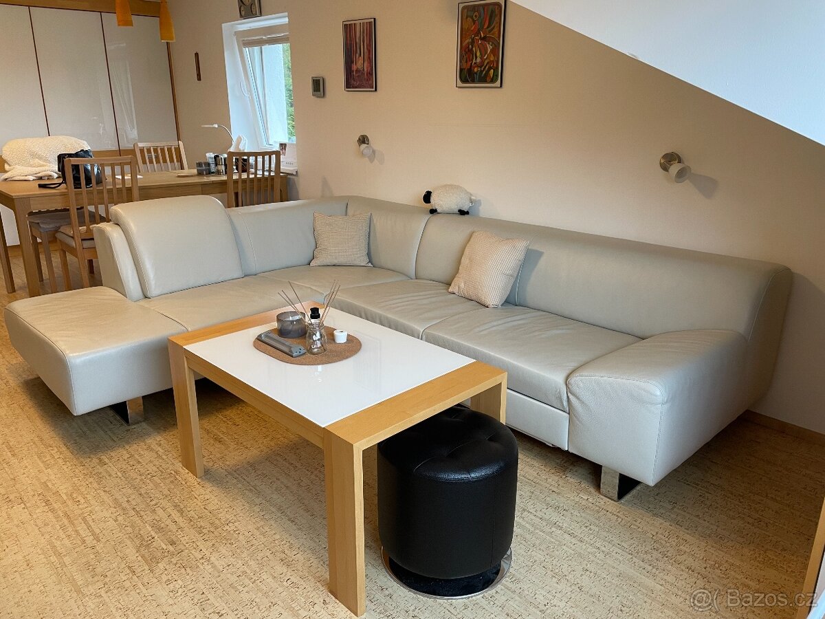 Kožená sedací souprava (tvar L, 270x210 cm)